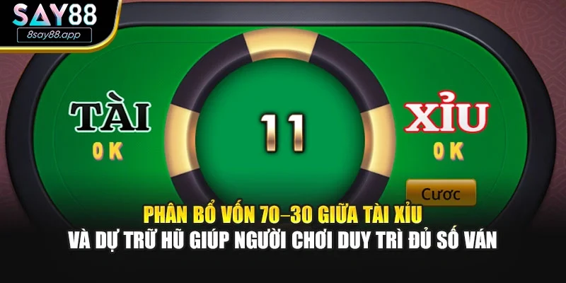 Phân bổ vốn 70–30 giữa tài xỉu và dự trữ hũ giúp người chơi duy trì đủ số ván